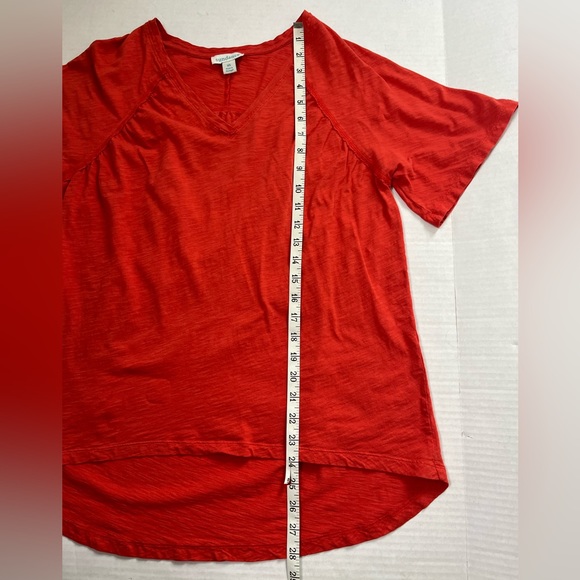 Sundance Vibrant Vistas short sleeve tee orange red XS curved back hem soft! EUC - Picture 9 of 9